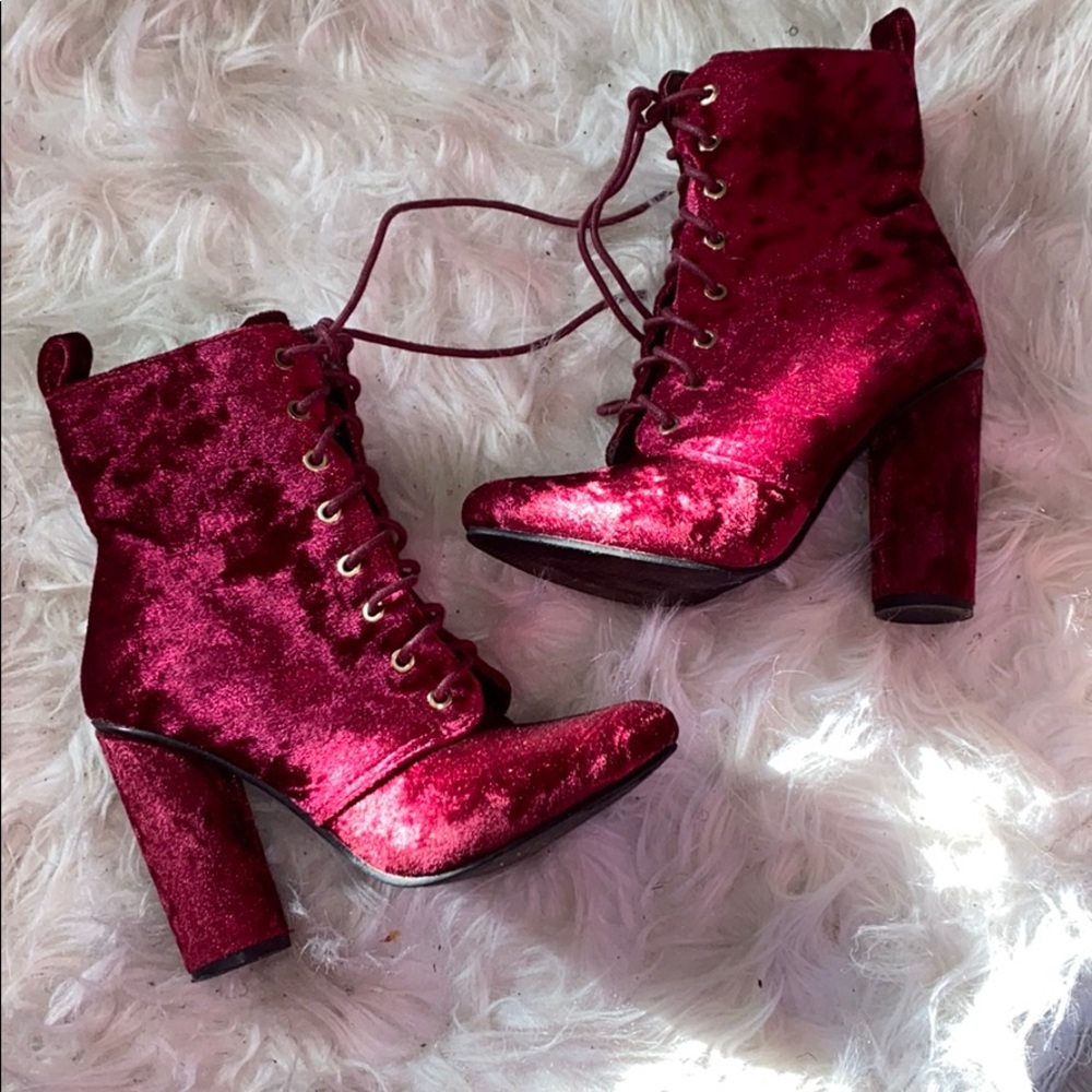 Fuschia Lace Up Booties